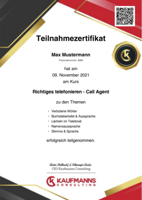 Zertifikat Kaufmanns Consulting